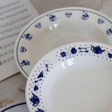 4 vintage mismatched soup plates in blue and white porcelain - Lot Angela