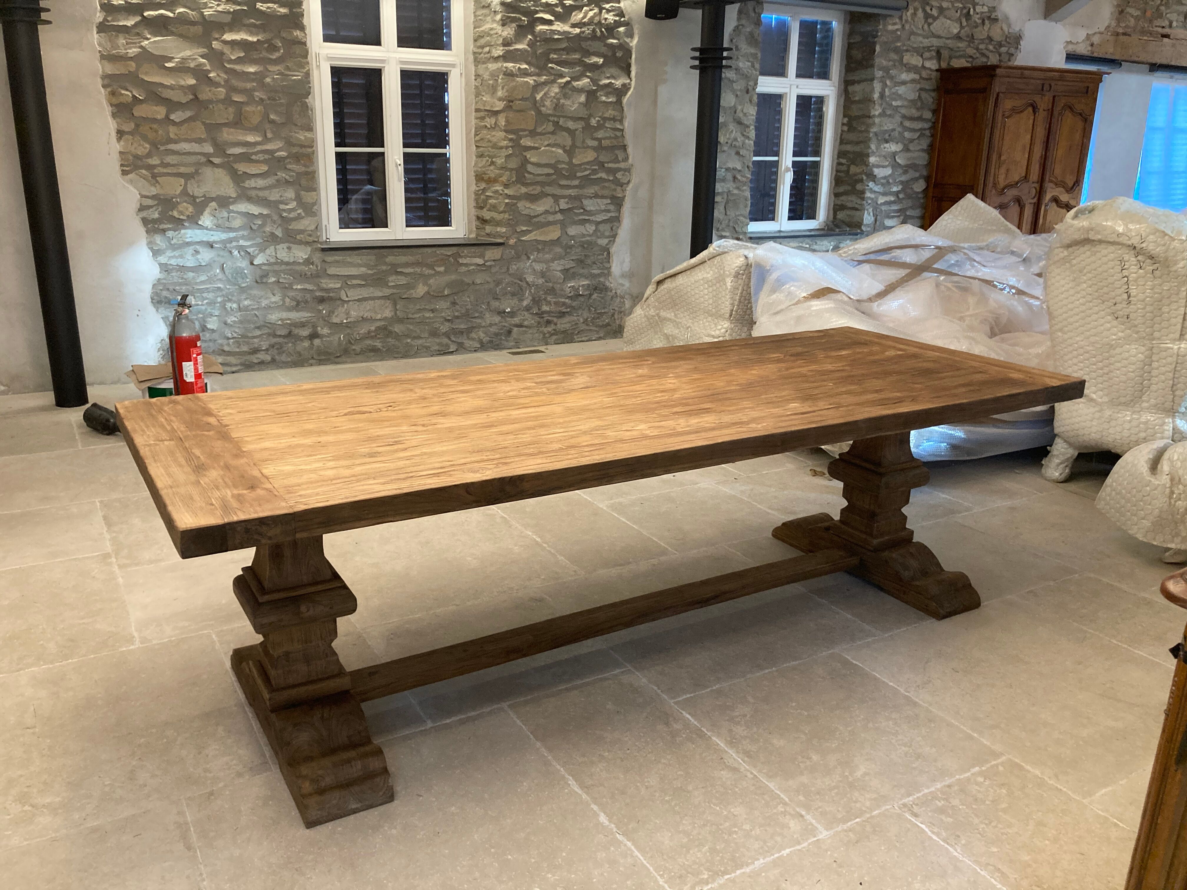 Solid oak monastery table 240 x 100 cm