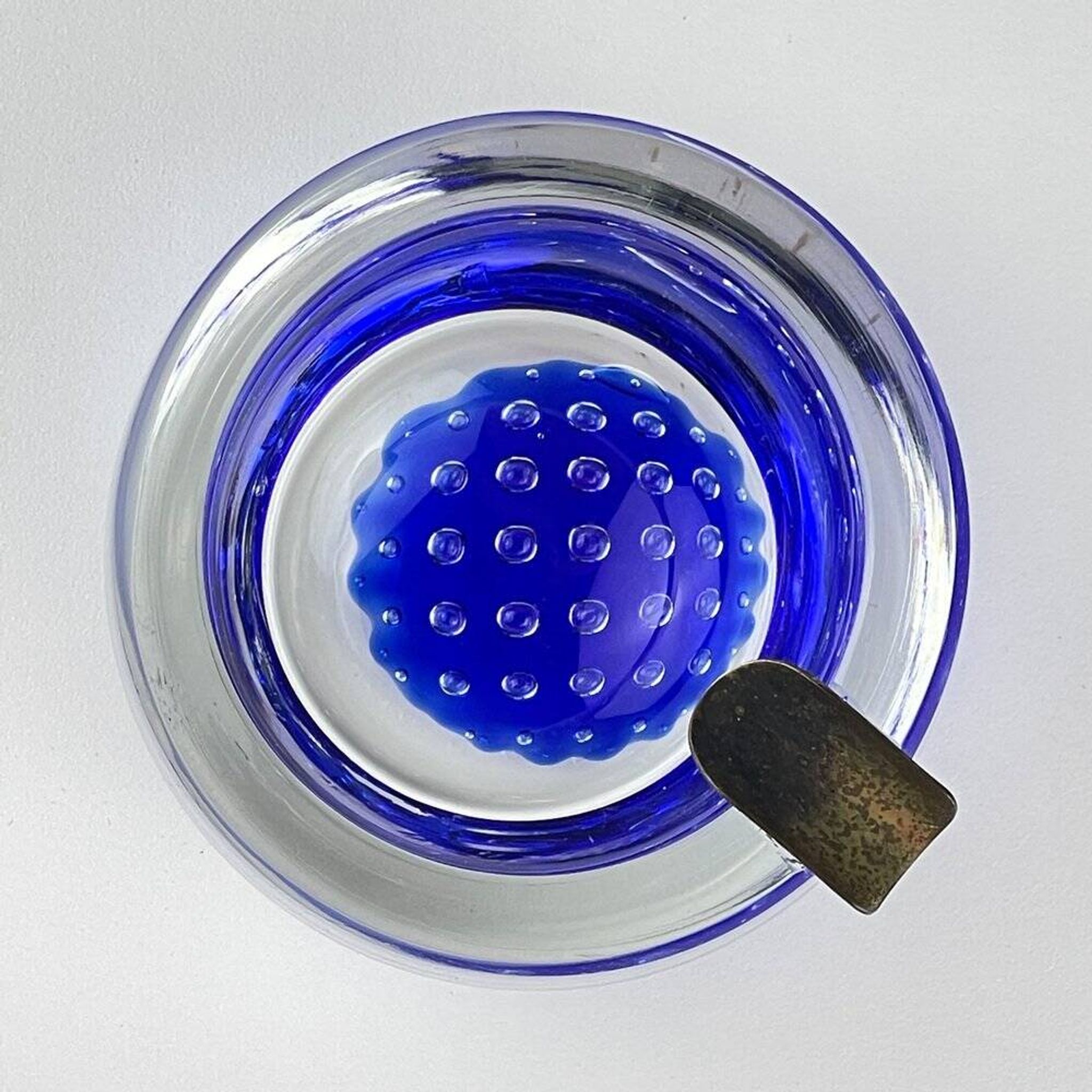 Blue Murano glass ashtray, Italy, 1970s