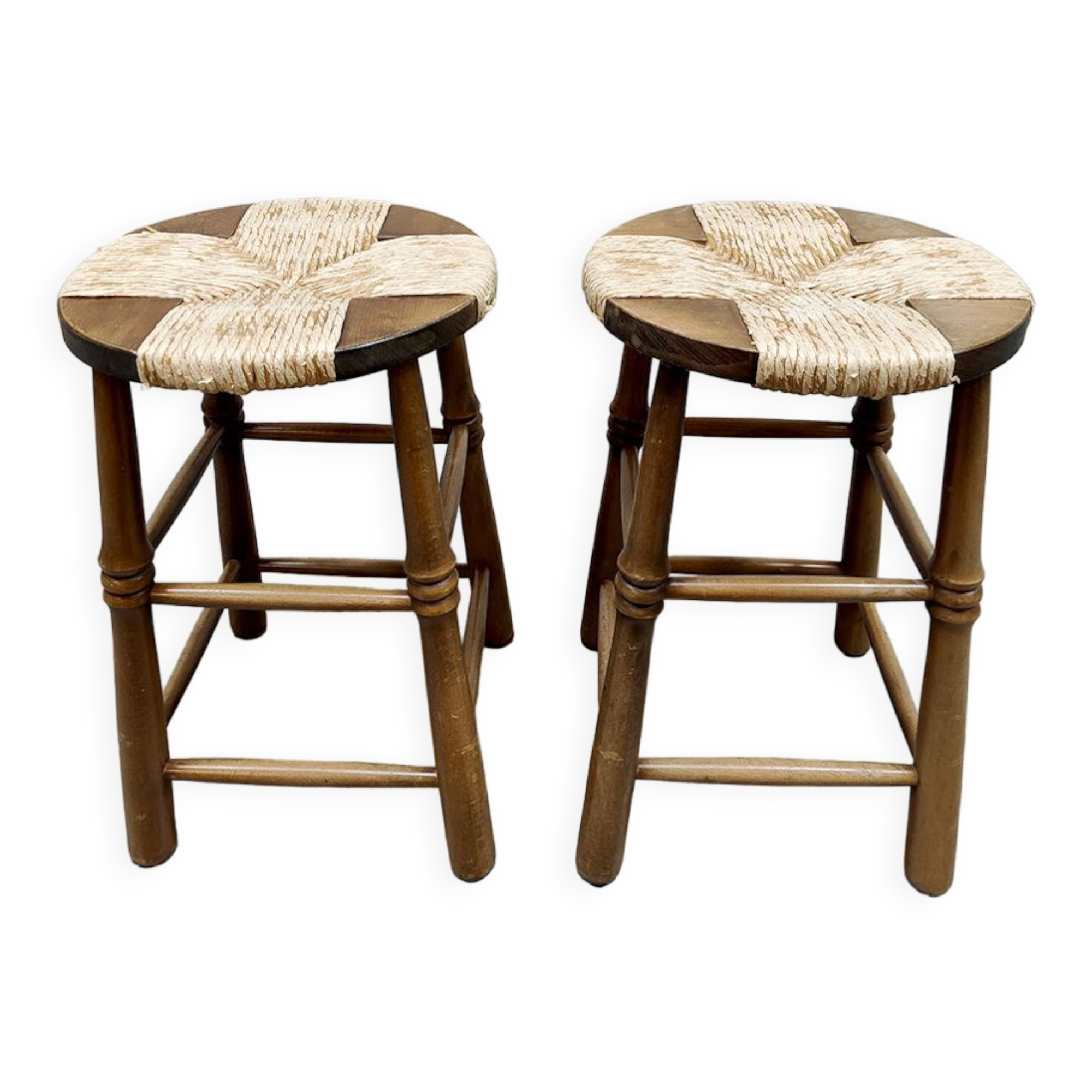 Vintage Brutalist French rope stool Wabi Sabi