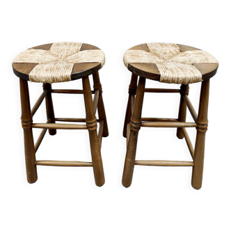 Vintage Brutalist French rope stool Wabi Sabi