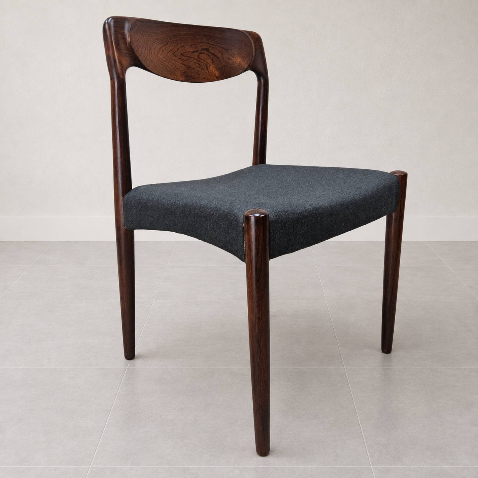 3x Vintage Danish Dyrlund chairs rosewood reupholstered / Scandinavian
