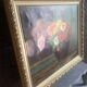 Old painting, oil on canvas "bouquet of dahlias" signed G. Müller, 20th Century School