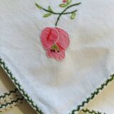 Set of 12 vintage hand-embroidered cotton white napkins.