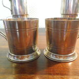 2 teapots and 2 glass supports, mills 36 goldsmithing, silver metal with hallmark