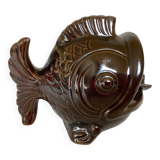 Brown ceramic fish ashtray