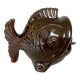 Brown ceramic fish ashtray