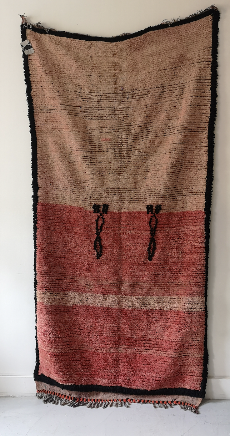 Moroccan carpet boujaad, black and faded pink