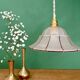 Pendant light with red striped frosted glass shade