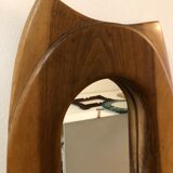 Miroir ovale sculpté en bois d’olivier 1960 - 30x54cm