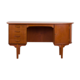 Mid Century free standing bullet shape executive teak desk by H.P. Hansen, Denmark, 1960s