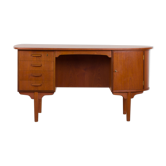 Mid Century free standing bullet shape executive teak desk by H.P. Hansen, Denmark, 1960s