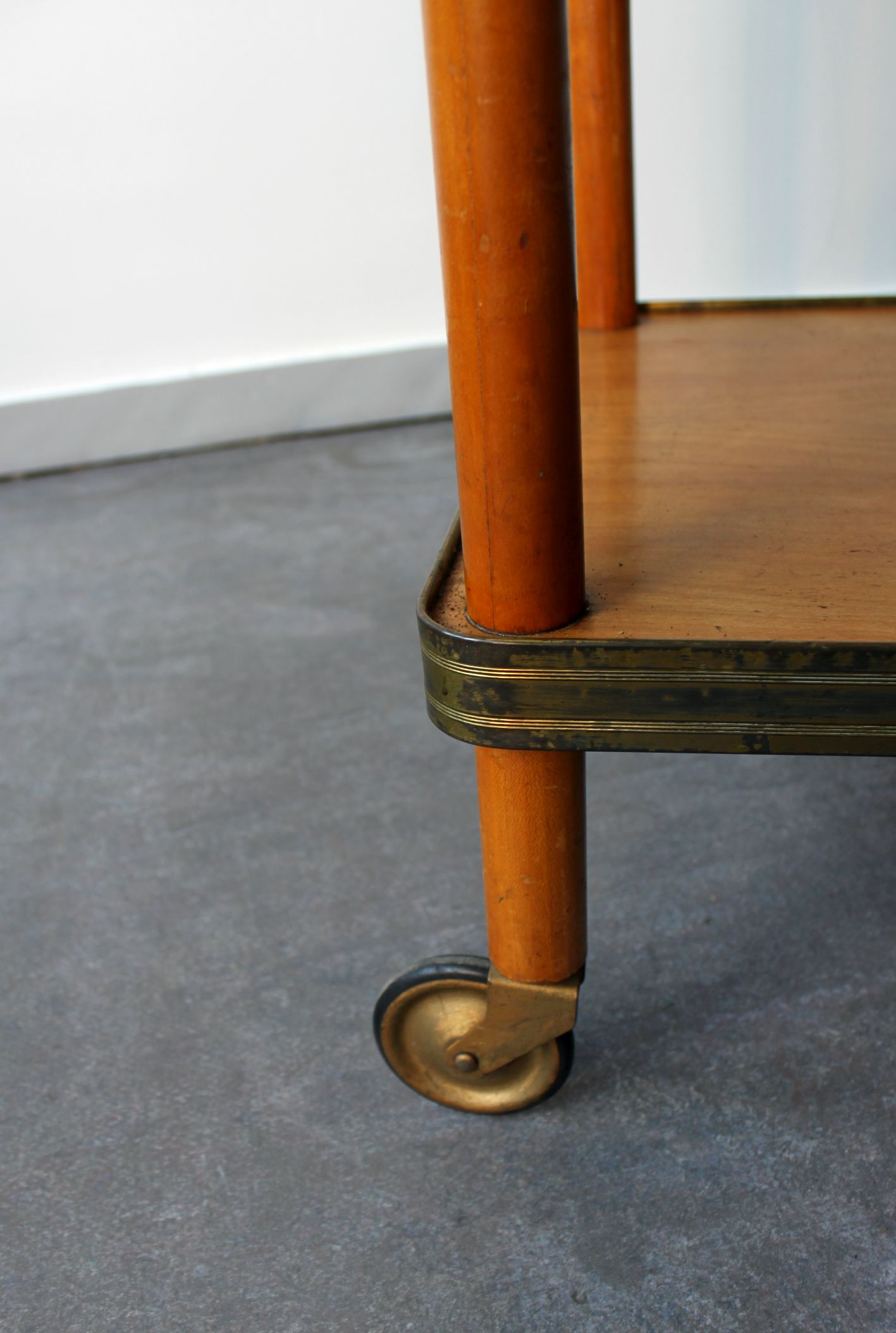 Wooden and brass bar cart, 30s.