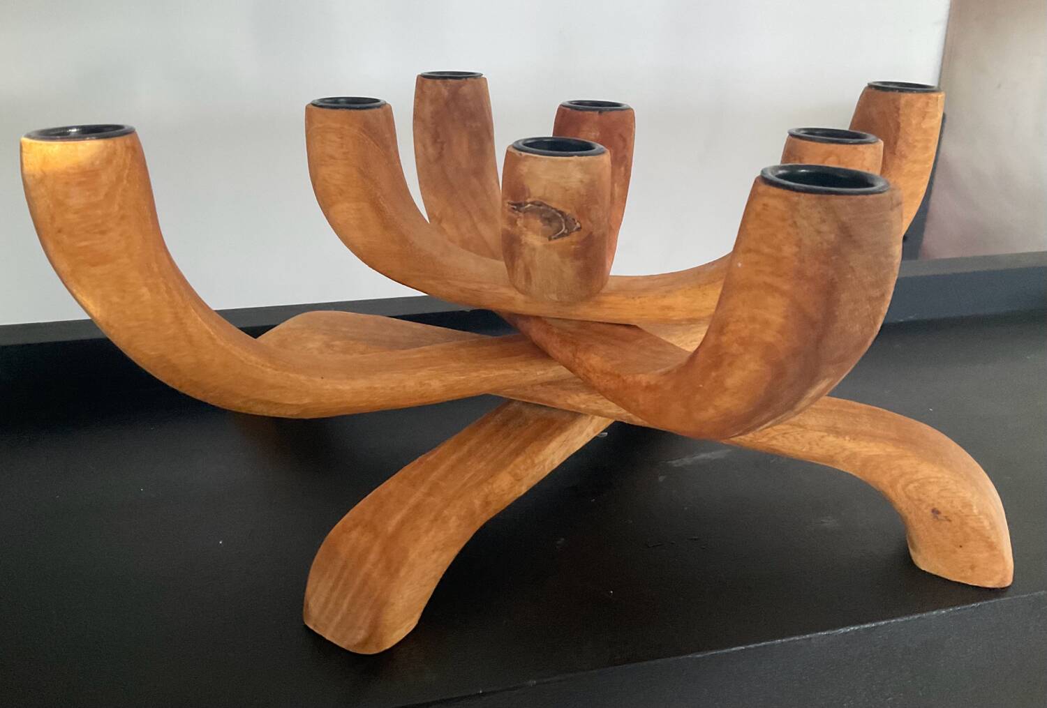 Scandinavian wooden candlestick 8 lights