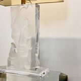 Lampe de table en laiton et lucite années 1970