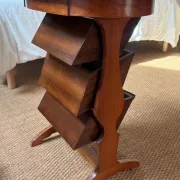 RARE Vintage 1960 Haricot Table — Marquetry & Rotating Storage
