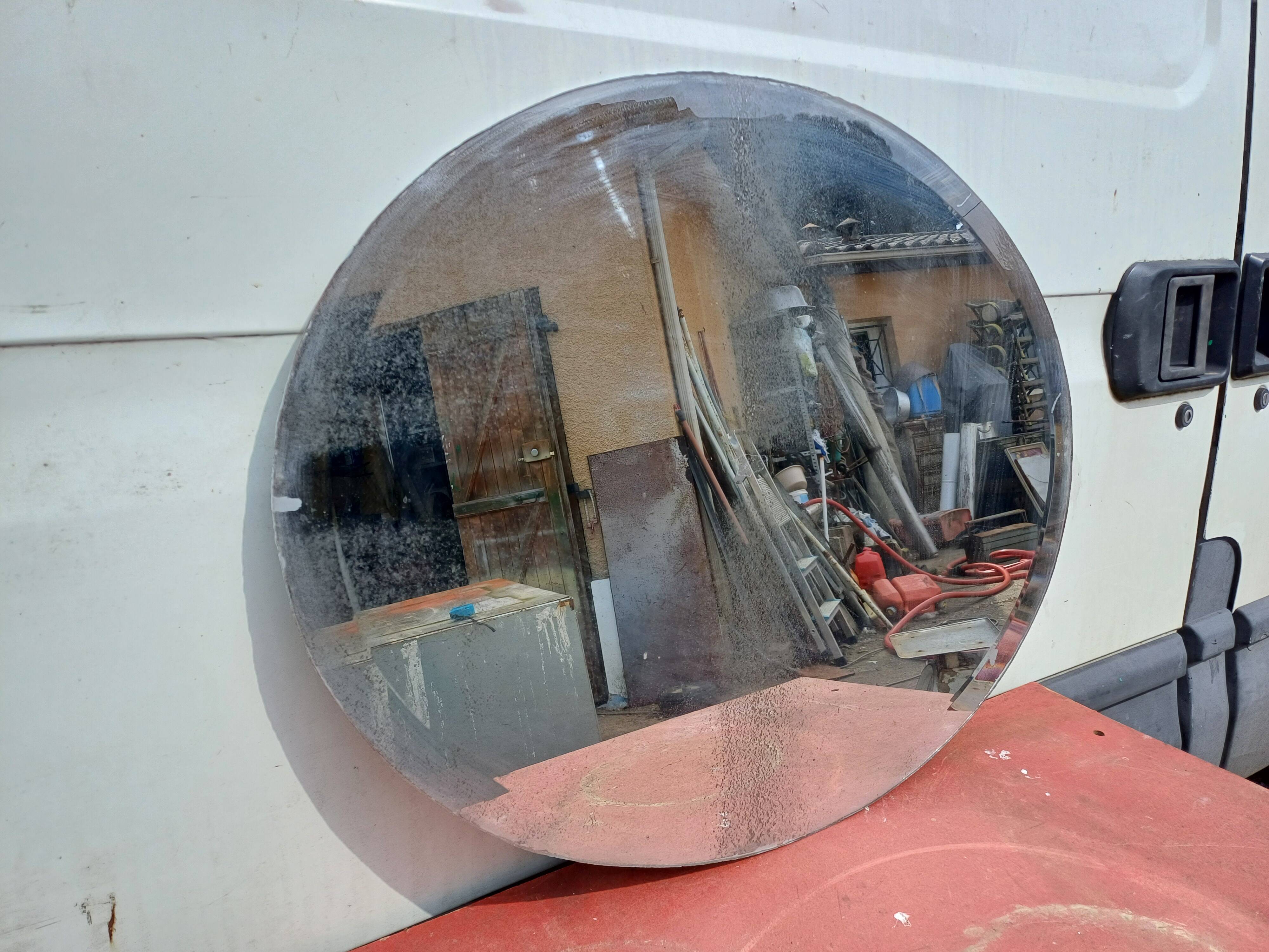 19th century oval beveled mirror