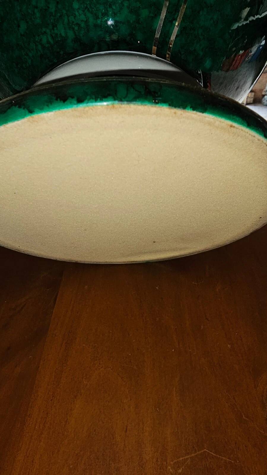 Grande lampe signée L. Drummer – céramique verte effet marbre