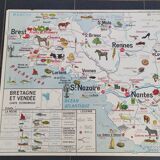 Poster school map Brittany & Vendée Region Pays de la Loire / Economic