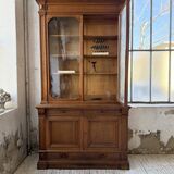 Old XL Napoleonic oak glass bookcase, 19th century
