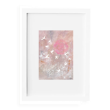 Art print, Flight and pink sun.