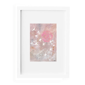 Art print, Flight and pink sun.