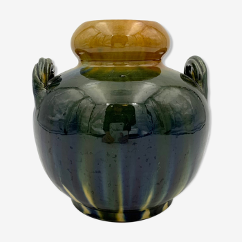 Vase glazed ceramic ball, signed FPP - 1950, vallauris