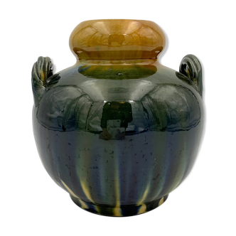 Vase glazed ceramic ball, signed FPP - 1950, vallauris