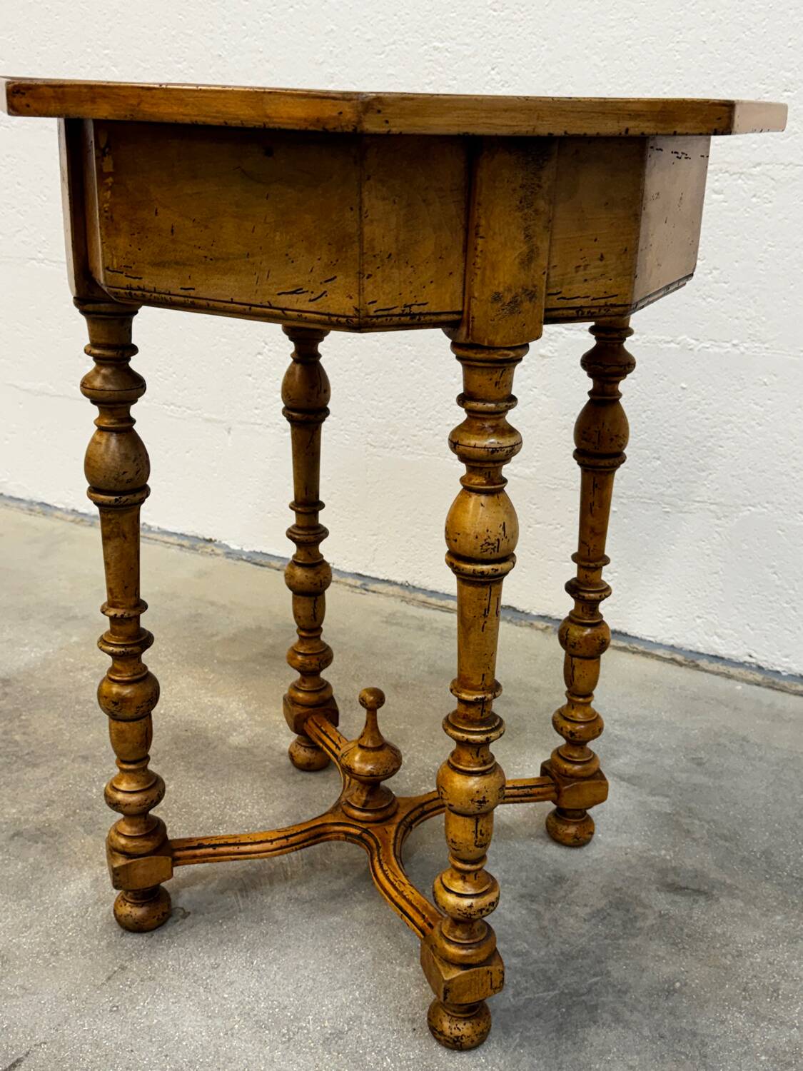 English octagonal inlaid table