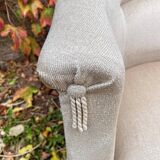 Old toad armchair in beige velvet