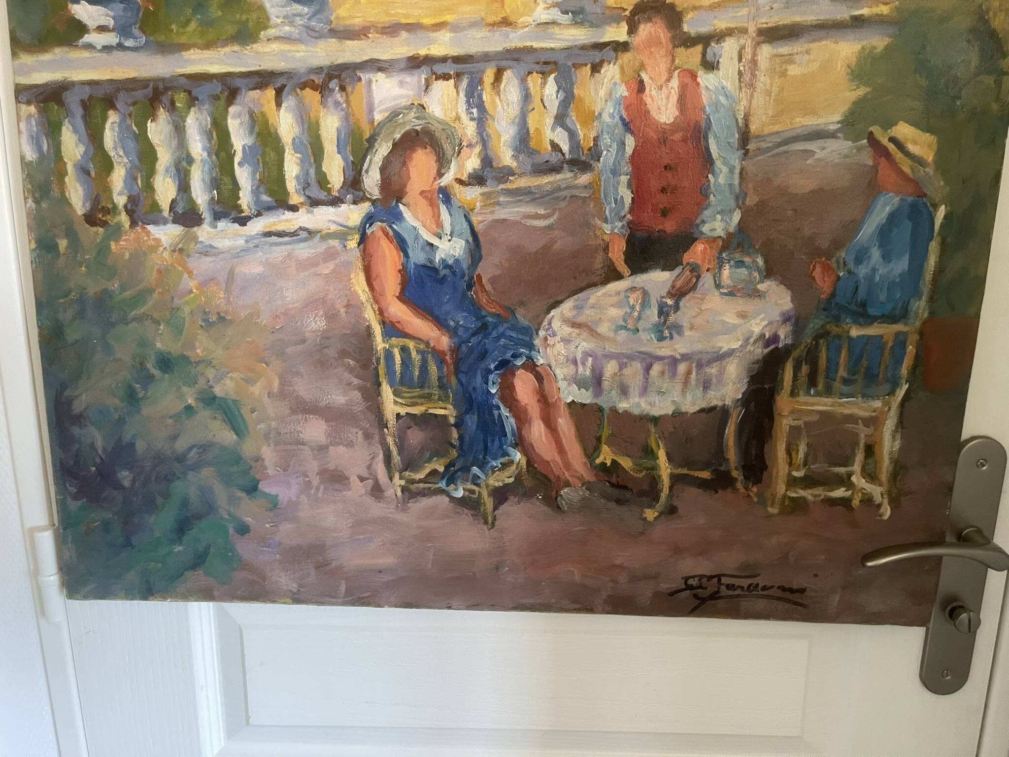 Ancient painting oil canvas pharaohs italy provence sun family