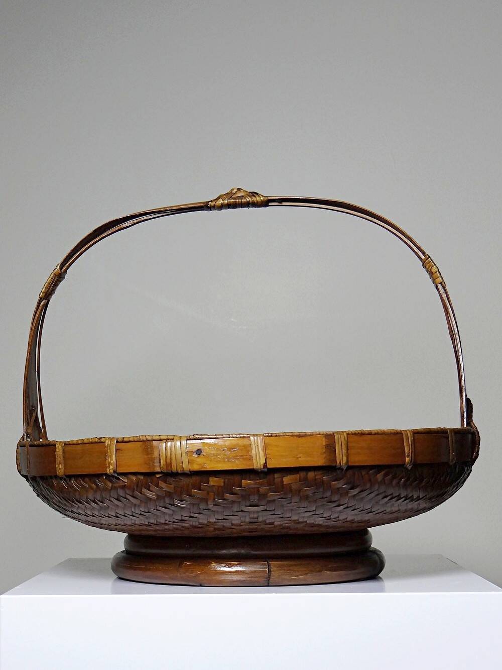 Large Vintage Asian Bamboo Offering Basket 1920–1950