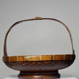 Large Vintage Asian Bamboo Offering Basket 1920–1950