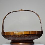 Large Vintage Asian Bamboo Offering Basket 1920–1950