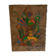 Peinture artisanale mexicaine biche et oiseau sur fibre végétale naturelle
