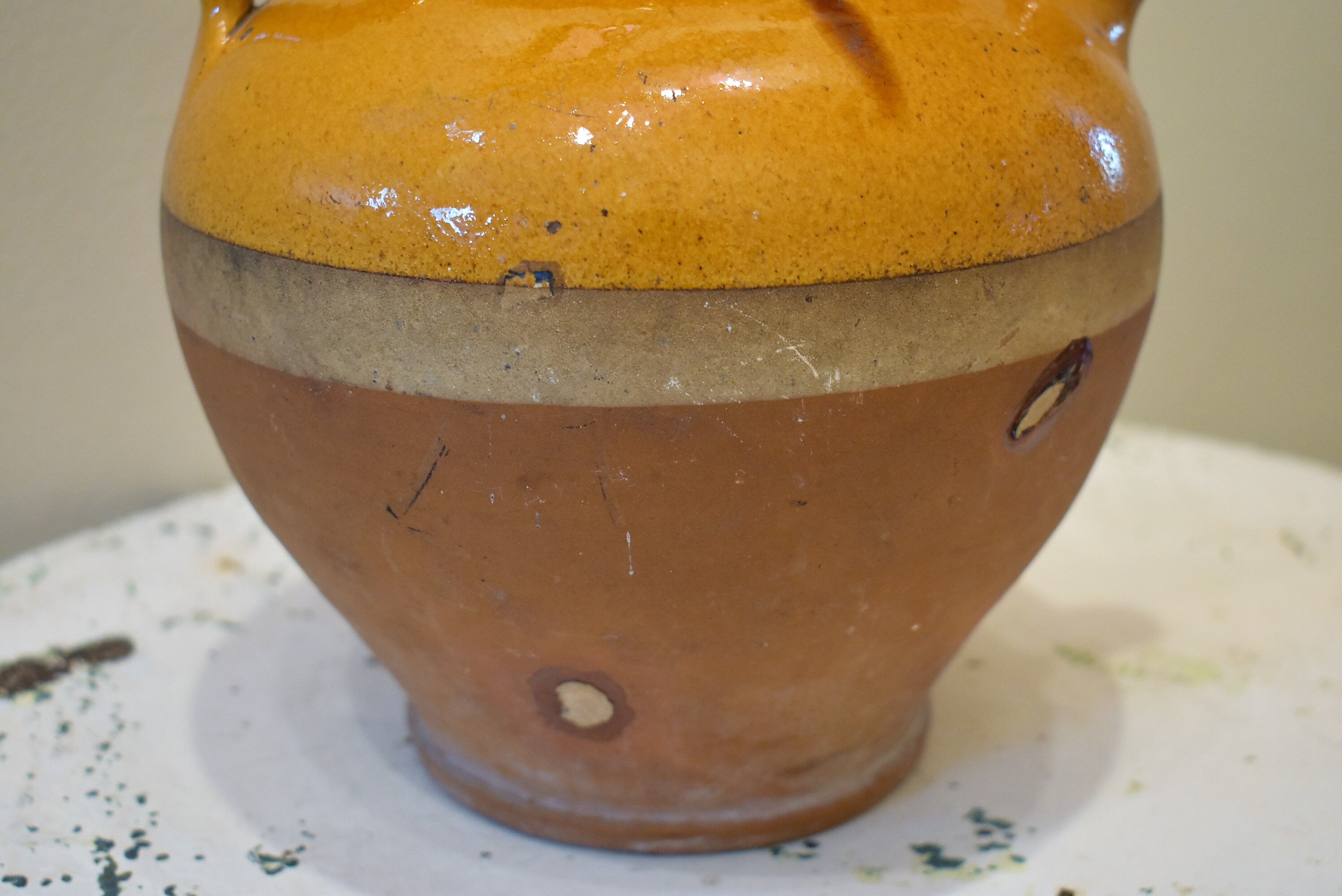 Old glazed ceramic jug
