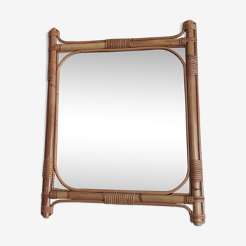 Miroir en bambou vintage