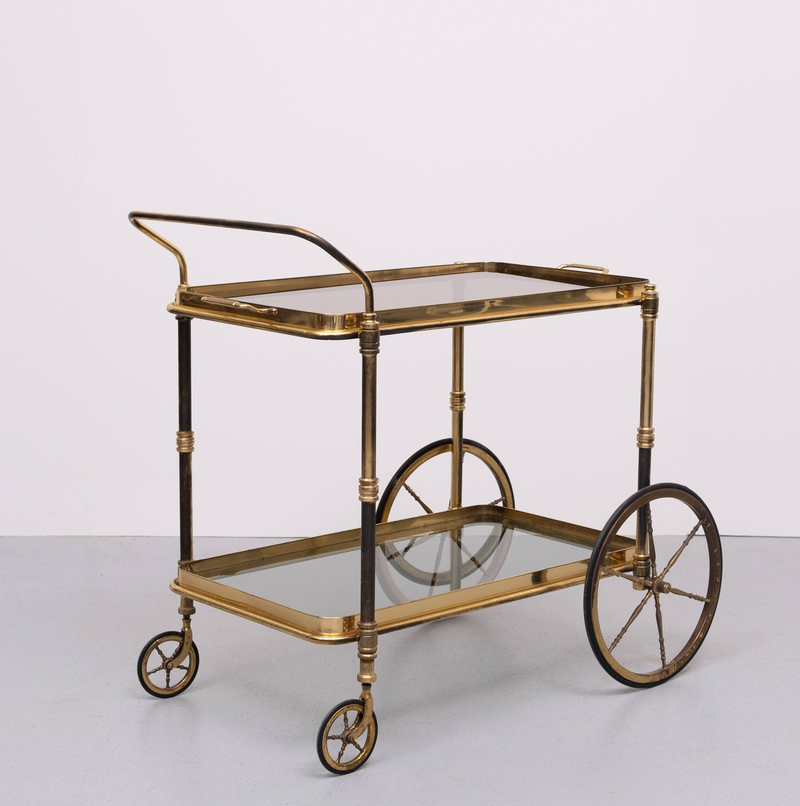 Stunning Brass Bar Trolley 1950s France