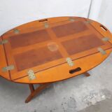 Wooden coffee table removable oval board nautical style