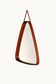Mid-century Italian triangular mirror in curved teak and leather, 1960s