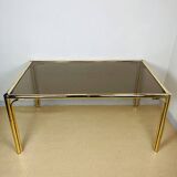 French vintage dining set in imitation bamboo brass with 4 chairs and table, 1970s, set of 5.