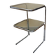 Table d'appoint, bout de canapé en verre fumé et métal chromé