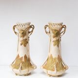 Pair of large Royal Dux Bohemia art nouveau vases c. 1900
