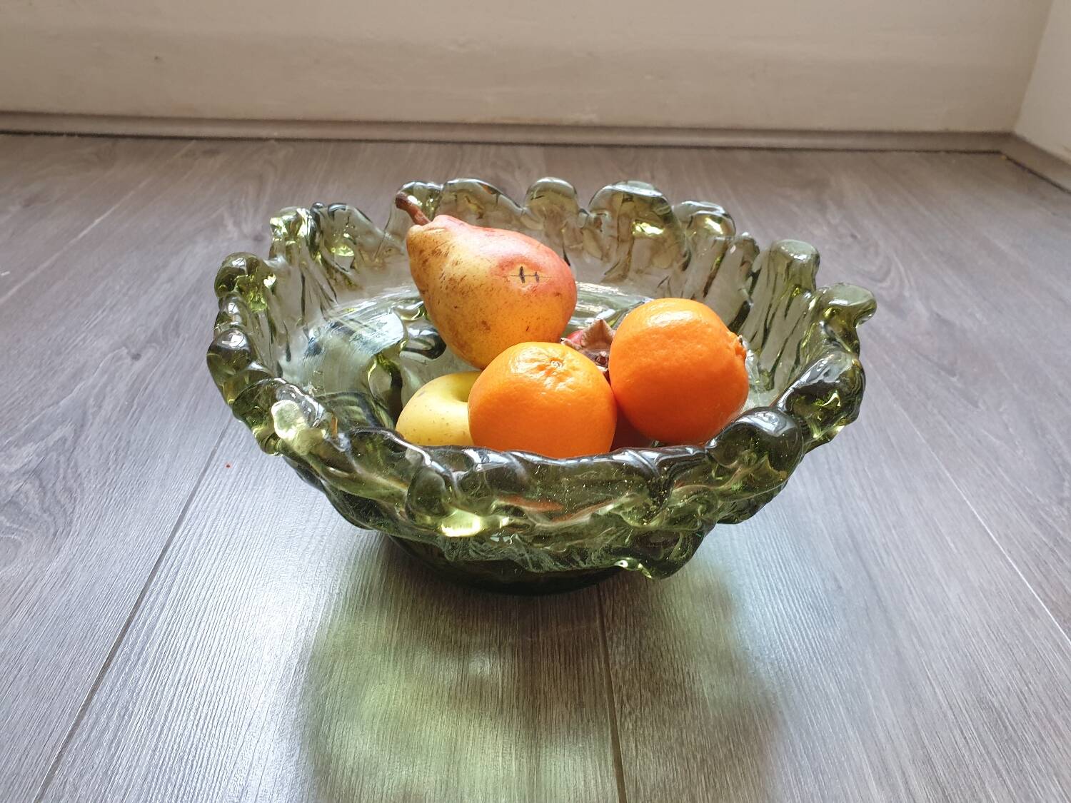 Coupe à fruit en verre vintage