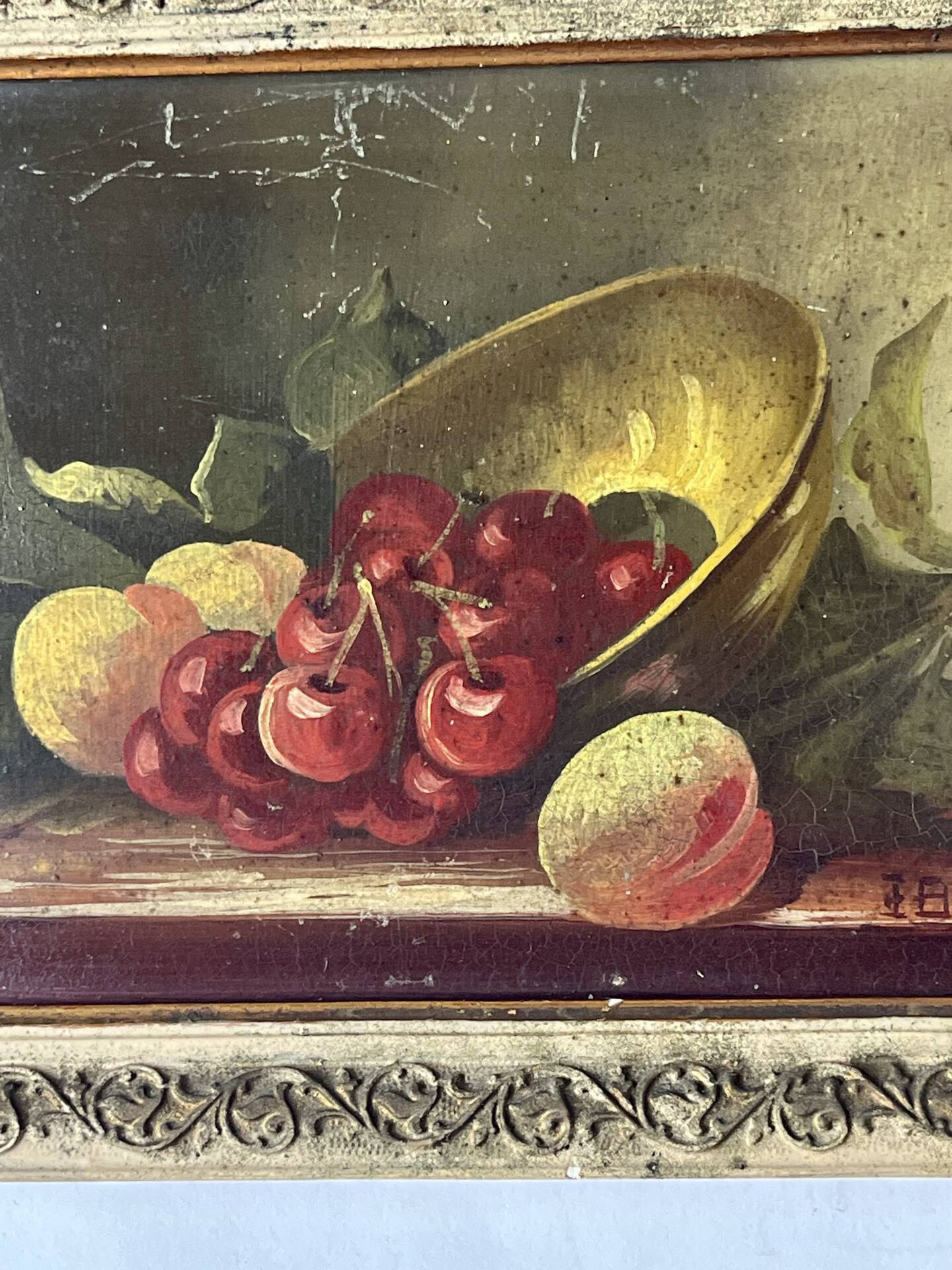 Pair of still life paintings with fruit, late 19th century.