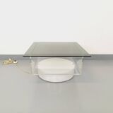 Vintage Italian square illuminated coffee table in glass and plexiglass