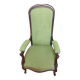 Fauteuil Voltaire noyer fin XIXe - vert