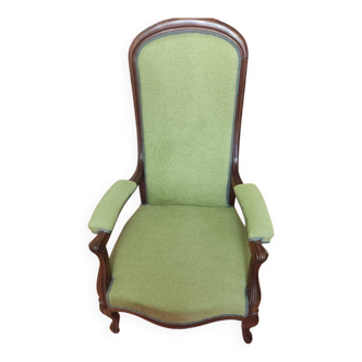 Fauteuil Voltaire noyer fin XIXe - vert