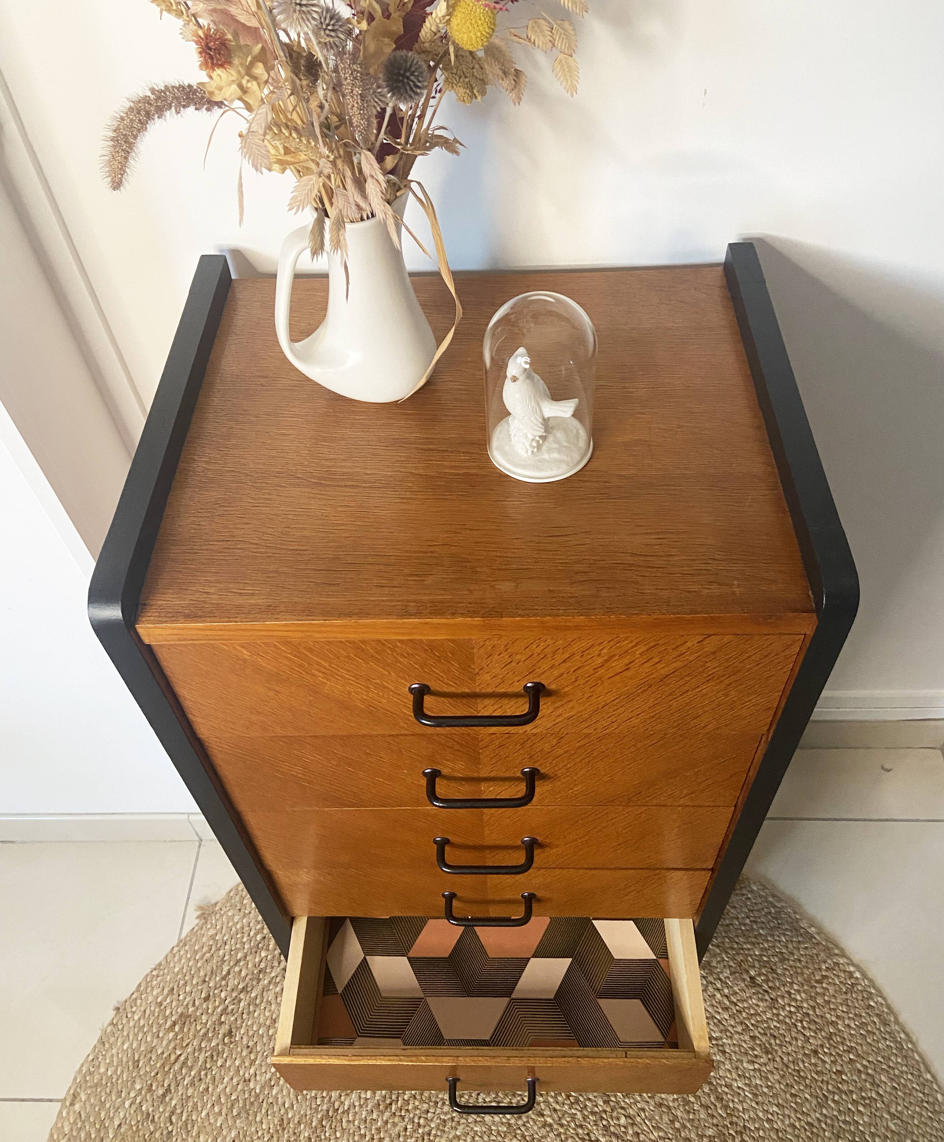 Vintage chiffonier chest of drawers 1950/1960 5 drawers