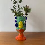 Vase face glassware polichrome